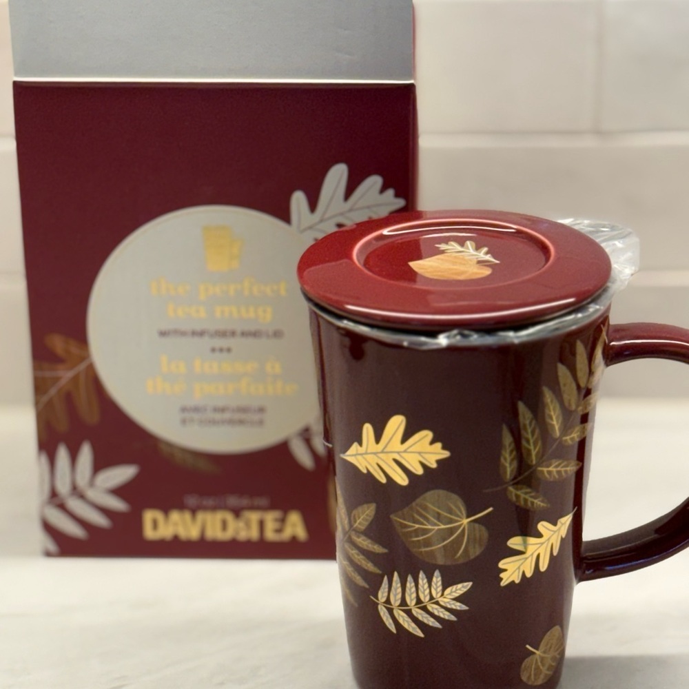 David’s Tea Red and Gold Fall Perfect Tea Mug